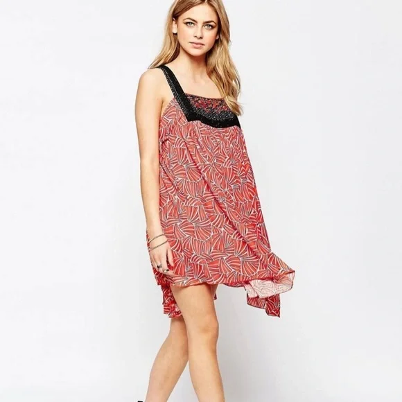 hazel | Dresses | Asos Hazel Embroidered Bib Front Mini Dress In Red |  Poshmark